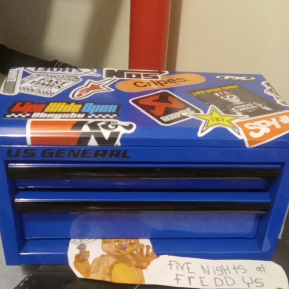 US General Blue Tool Chest with Stickers